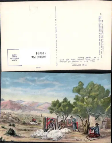 414644,Künstler Ak L. H. Dude Larsen The Navajo Schafe Wolle Volkstypen Amerika