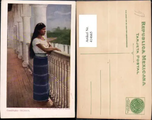 414665,Guadalupita Mexico Mexiko Frau a. Balkon Volkstypen Amerika