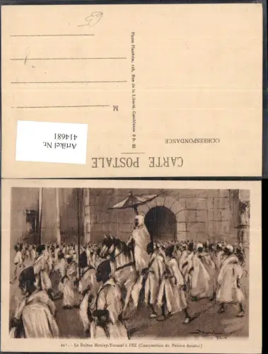 414681,Künstler Ak Abascal Le Sultan Moulay-Youssef a Fez Sultan a. Pferd Volkstypen Afrika