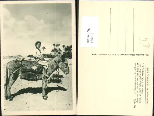 414701,Egypte Bub Junge a. Esel Ägypten Volkstypen Afrika