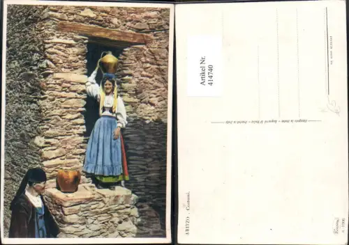 414740,Aritzo Costumi Frau Krug a. Kopf Italien Volkstypen Europa