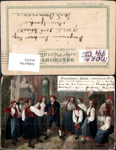 414751,Künstler Ak J. W. Wallander Friaredans i Delso Tanzen Volkstypen Europa
