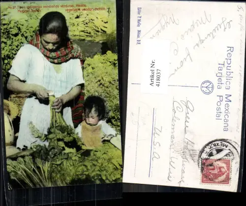 418037,Tipos Indigenas vendiendo verduras Mexico Frau Gemüse Arbeiterin Mexiko Volkstypen Amerika
