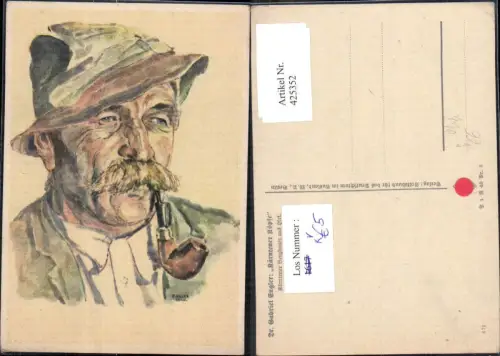 425352,Künstler Ak Gabriel Engler Kärntner Bergbauer aus Hirt Pfeife Rauchen pub VDA P.1 R. 40 Nr. 2