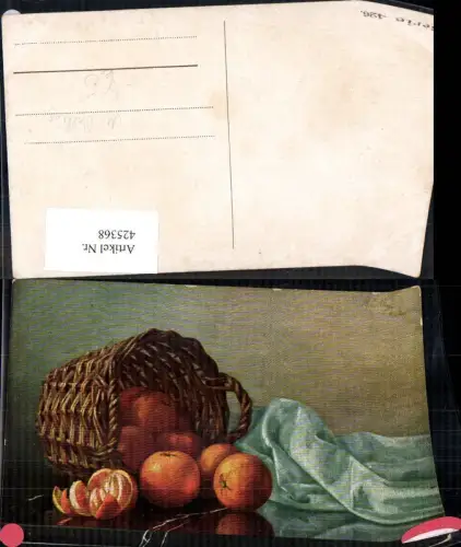 425368,Künstler Ak M. Billing Orangen Obst Korb Stillleben Essen Trinken