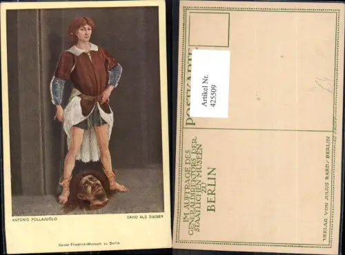 425509,Künstler Ak Antonio Pollajuolo David als Sieger Tod Kopf abgeschlagen