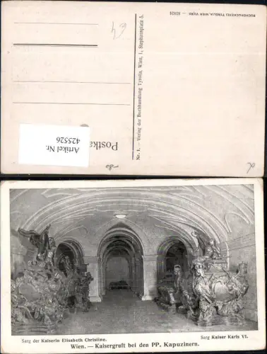 425526,Tod Wien Kaisergruft Kapuzinern Sarg Kaiserin Elisabeth Christine u. Kaiser Karl VI Adel
