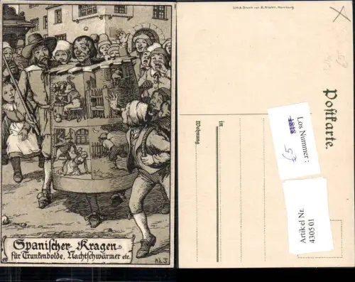 430501,Künstler Ak Ad. J. Spanischer Kragen für Trunkenbolde Betrunkene Alkohol Folter