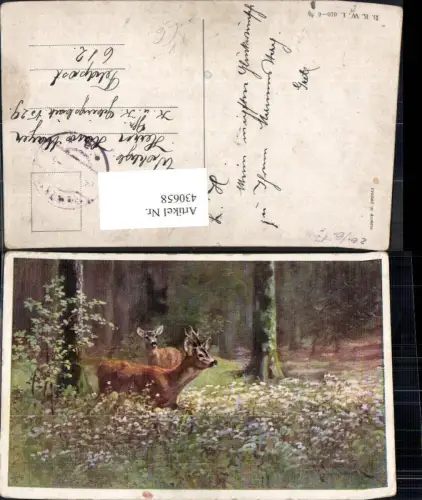 430658,Künstler Ak Rehe Rehbock Wald Jagd Wild pub B.K.W.I. 610/6