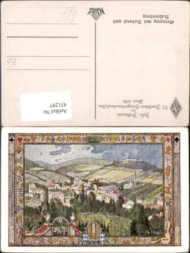 431297,Künstler Ak 10. Deutsches Sängerbundfest Wien 1928 Grinzing m. Kobenzl u. Kahlenberg