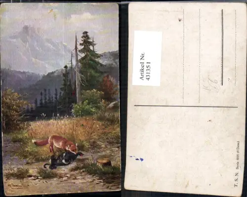 431351,Künstler Ak Alfred Schönian Fuchs u. Auerhahn Jagd pub Theo Stroefer 2016/6