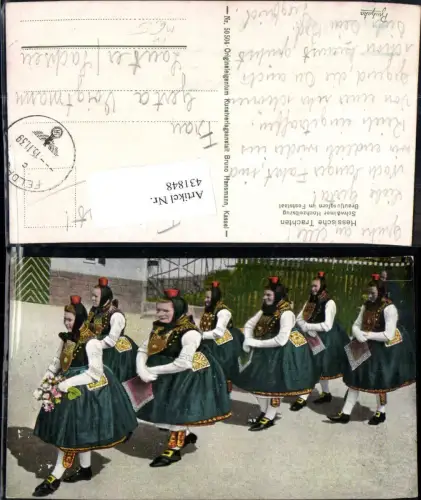 431848,Hessische Trachten Deutschland Schwälmer Hochzeitszug Brautjungfern i. Feststaat Feldpost