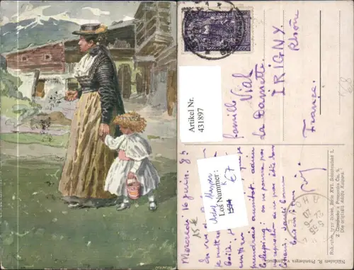 431897,Künstler Ak Adolfa Kaspara Mutter Frau m. Kind Trachten Polen