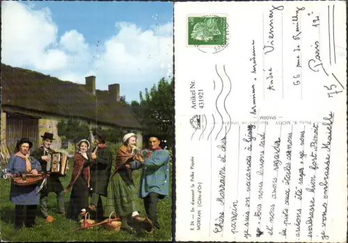 431921,Morvan Cote d Or Paar Tranzen En dansant la Polka Piquee Trachten Frankreich Musik