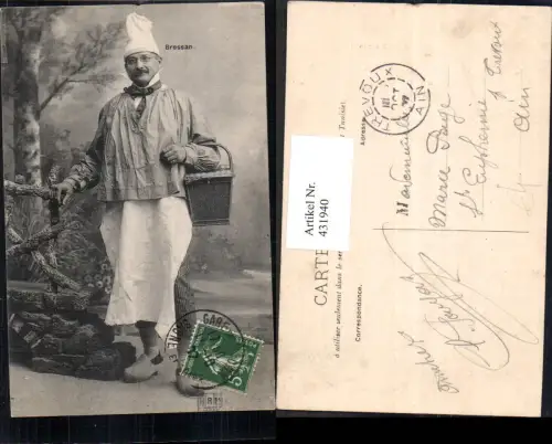 431940,Mann Hut Haube Korb Bressan Trachten Frankreich