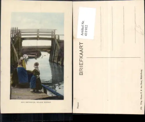 431952,Frauen Ufer Brücke Oud Bruggetje Eiland Marken Trachten Niederlande Passepartout