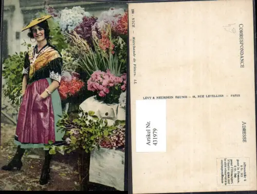 431979,Frau Nice Nizza Marchande de Fleurs Hut Blumenverkäuferin Blumen Trachten Frankreich