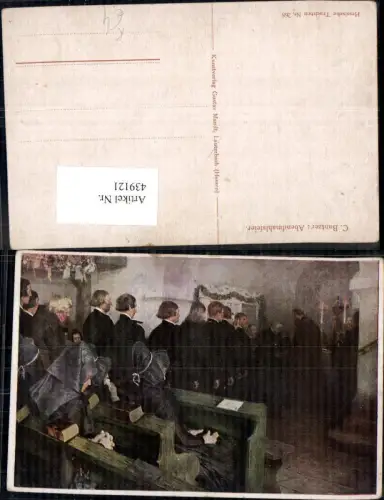 439121,Künstler Ak C. Bantzer Abendmahlsfeier Hessische Trachten Deutschland Hessen