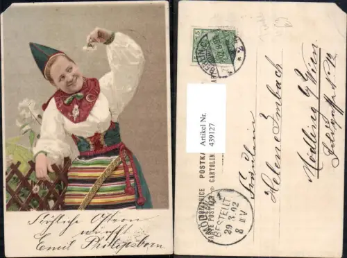 439127,Frau Hut Blume Trachten Deutschland
