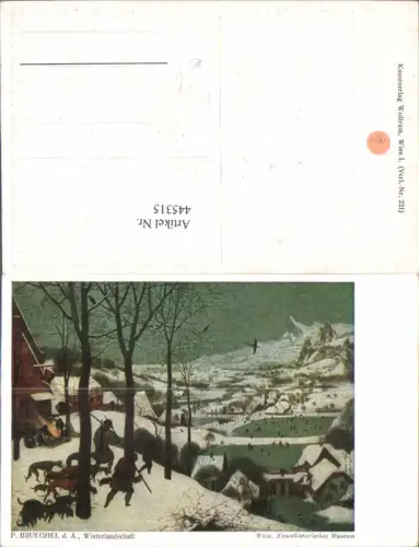 445315,Künstler Ak P. Brueghel d. Ältere Winterlandschaft Jäger Jagd