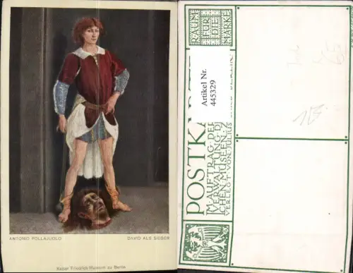 445329,Künstler Ak Antonio Pollajuolo David als Sieger Tod Abgeschlagener Kopf