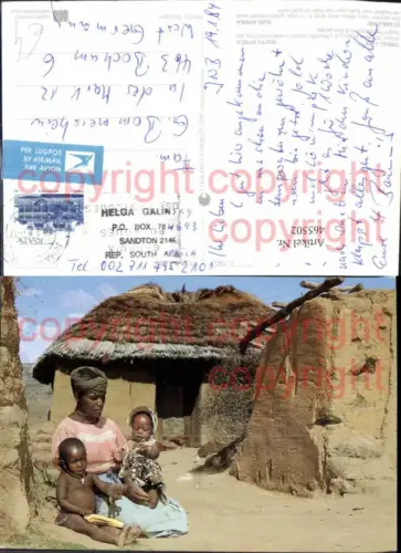465502,Südafrika Tribal Life Frau m. Kinder v. Hütte Volkstypen Afrika