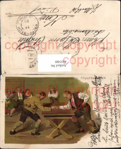 465580,Künstler Litho Männer Faustschirb´n Faustschirben Brauchtum