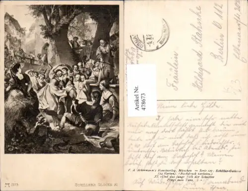 478673,Künstler Ak Und das junge Volk der Schnitter Schiller Tanzen pub F. A. Ackermann 127/1573