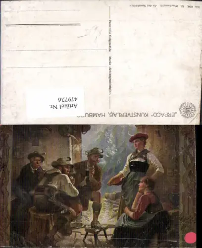 479726,M. Wachsmuth In der Sennhütte Männer Rauchen Pfeife Frauen Tracht pub Erpaco 670
