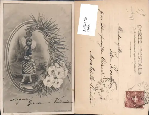 479901,Mädchen m. Tamburin Sinti Roma Mignon