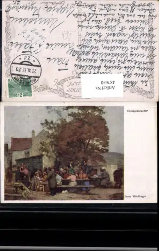 487630,Künstler Ak Franz Windhager Heurigenschenke Heuriger Essen pub B.K.W.I. 1045