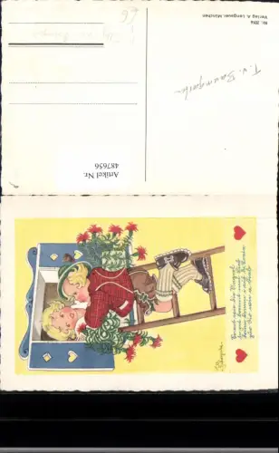 487656,Künstler Ak Tilly v. Baumgarten Brauchtum Paar Kuss Fensterln pub A. Lengauer 2016