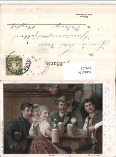 489224,Künstler AK Th. v. d. Beek Prosit Trachten Tracht Bier Pfeife