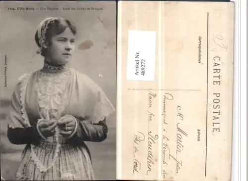 489272,Frankreich L'Ile Tudy Etude des Coiffes de Bretagne Frau Tracht Häkeln