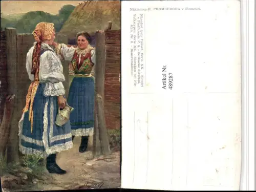 489287,Künstler AK J. K. Janovsky Piestan Slowakische Tracht Bauernmädchen