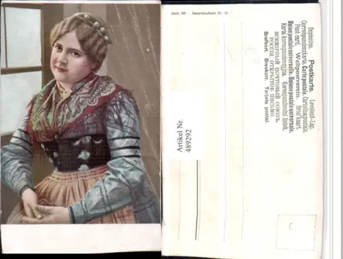 489292,Künstler AK Bauernhochzeit 22 Frau Tracht Portrait