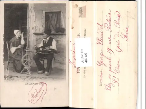 489309,Frankreich La Grande Veillee en Bresse Tracht Spinnrad Instrument