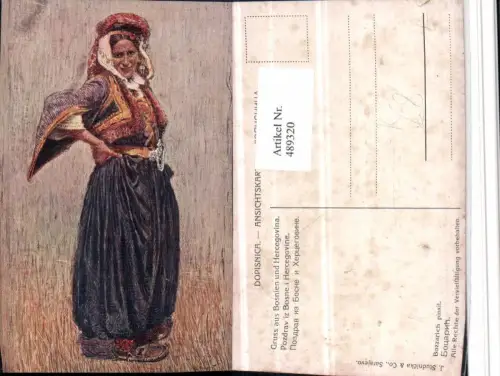 489320,Künstler AK Bozzarich Bosnien u. Herzegowina Frau Tracht