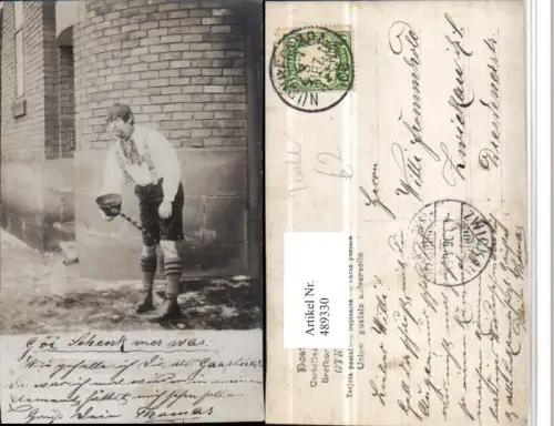 489330,Foto AK Deutsche Tracht Mann Federhut