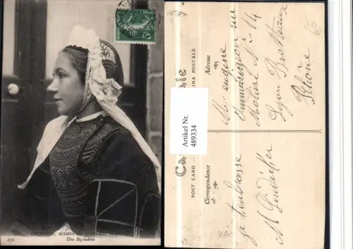 489334,Frankreich Costumes Bretons Bigouden Frau Tracht