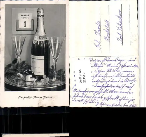 514516,Neujahr Alkohol Sekt Gläser Flasche Kalender