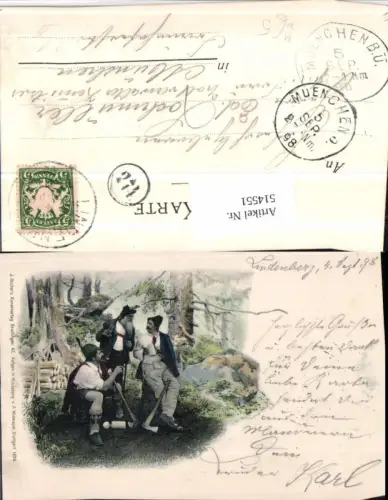 514551,Holzfäller Männer Federhüte Hüte Bier Krüge Axt Wald