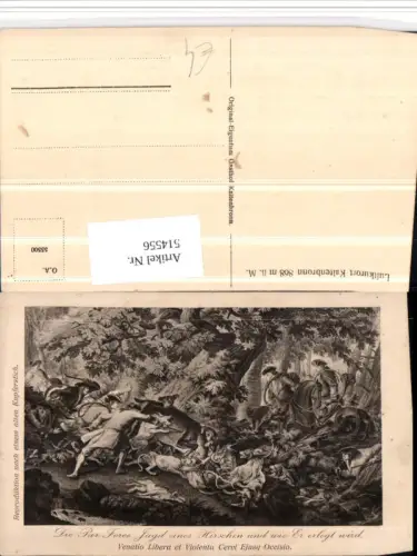 514556,Künstler AK Par Force Jagd eines Hirschen Jäger Jagd Hunde