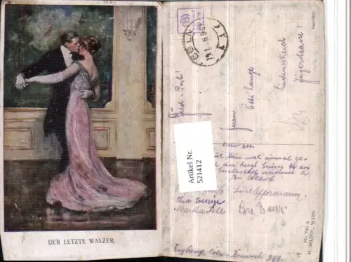 521412,Künstler AK Clarence F. Underwood Letzter Walzer Tanz Paar pub Munk 742A
