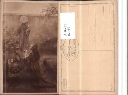 521450,Künstler AK E. Schneider Elterngrab Tod Trauer Grabmal Gebet