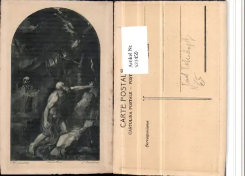 521459,Künstler AK Tiziano S. Gerolamo Tod Totenkopf Kruzifix