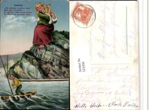 521958,Sage Loreley Frau m. Kamm Felsen Segelboot