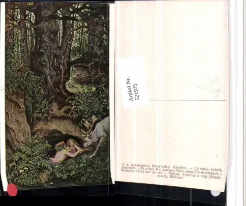 521975,Künstler AK M. v. Schwind Nixen Fabelwesen Hirsch pub Ackermann 2173