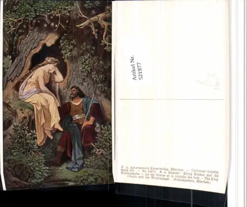 521977,Künstler AK M. v. Schwind König Krokus Waldnymphe pub Ackermann 2167