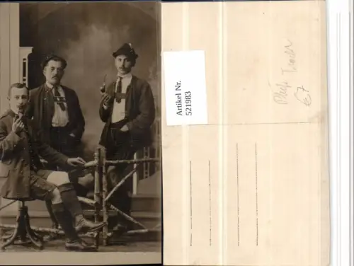 521983,Foto AK Männer in Tracht m. Pfeife Rauchen